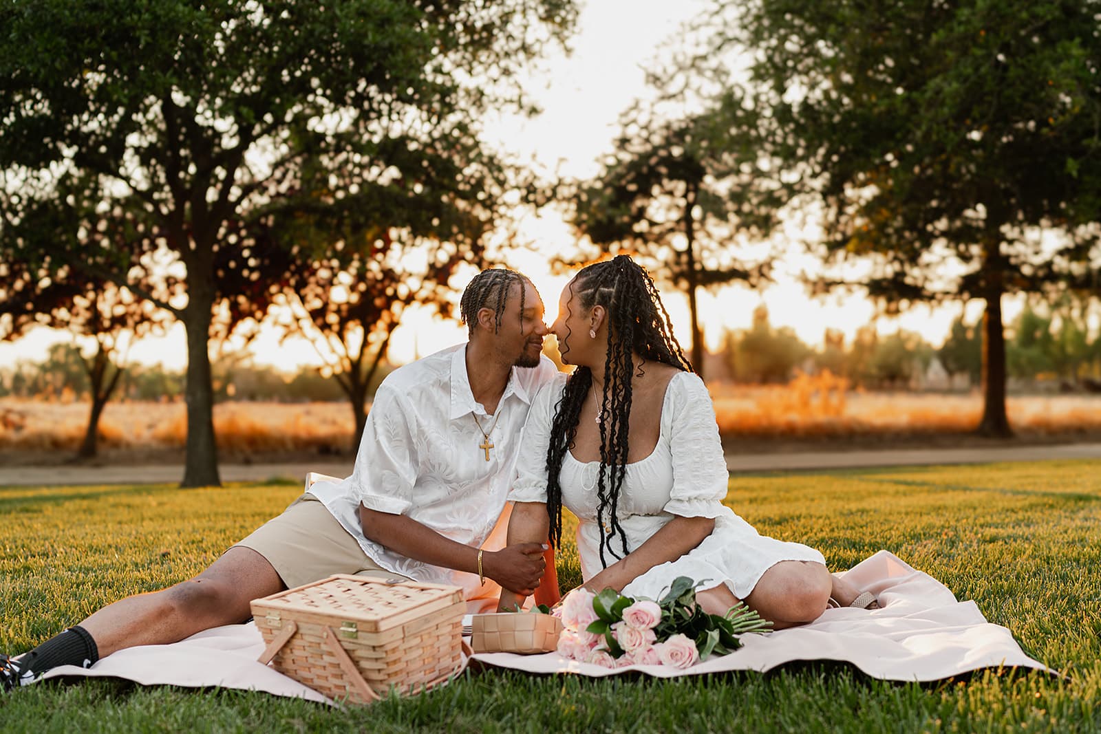Family in golden afternoon light